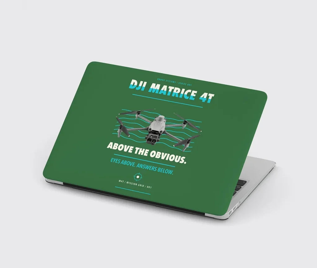 DJI Matrice 4T design on green MacBook case