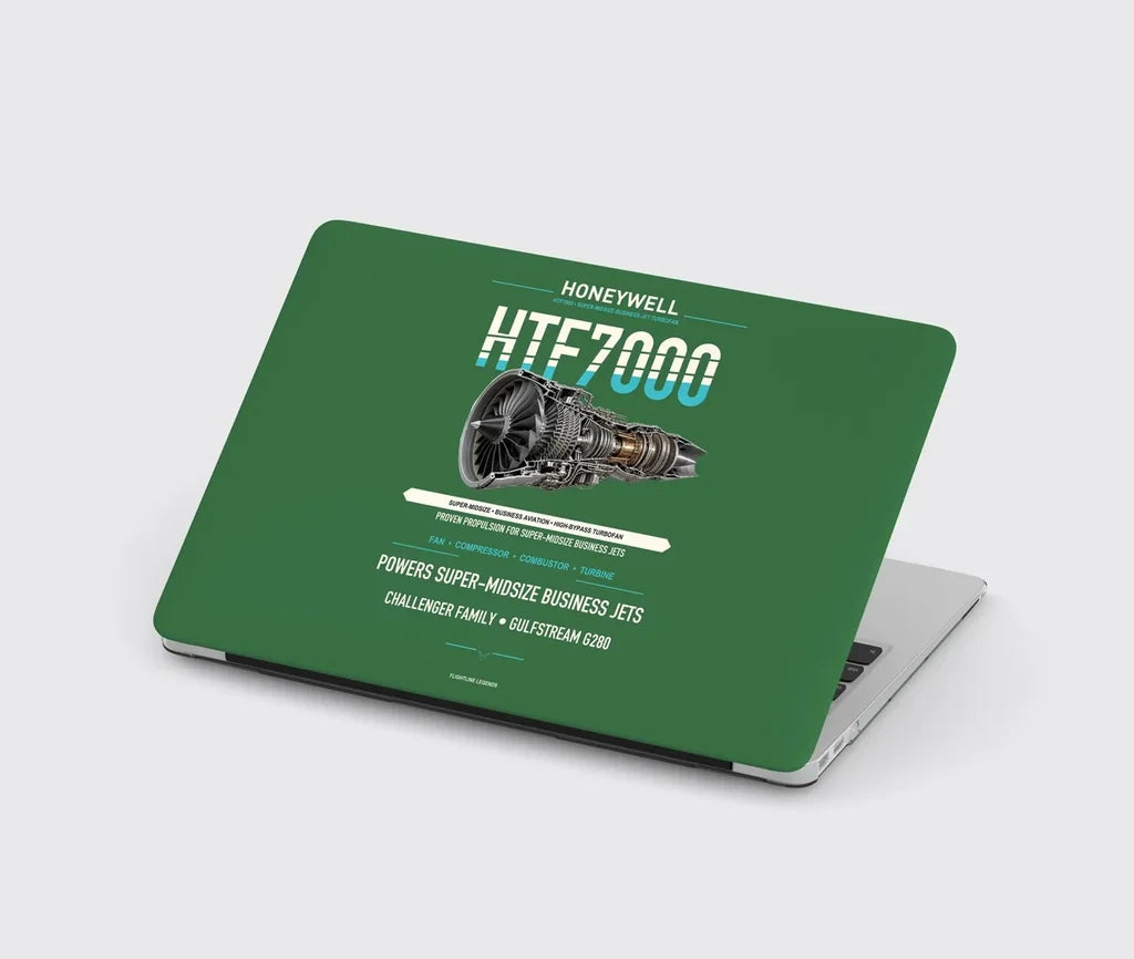 HTF7000 design on green MacBook case