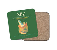 Thumbnail for Sibiu International Airport (SBZ) design on green 1 piece coaster