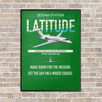 Thumbnail for Cessna Citation Latitude vertical canvas print - framed - green background