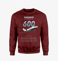 Thumbnail for Bombardier Challenger 600 design on wine red sweatshirt