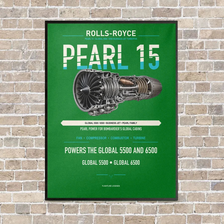 PEARL 15 vertical canvas print - framed - green background