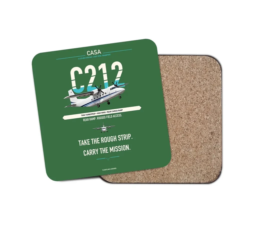 CASA C-212-400 Aviocar design on green 1 piece coaster