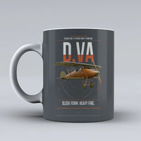 Thumbnail for Albatros D.Va design on gray ceramic mug, double-side print