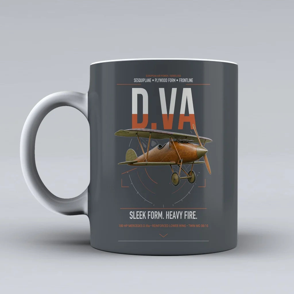Albatros D.Va design on gray ceramic mug, double-side print
