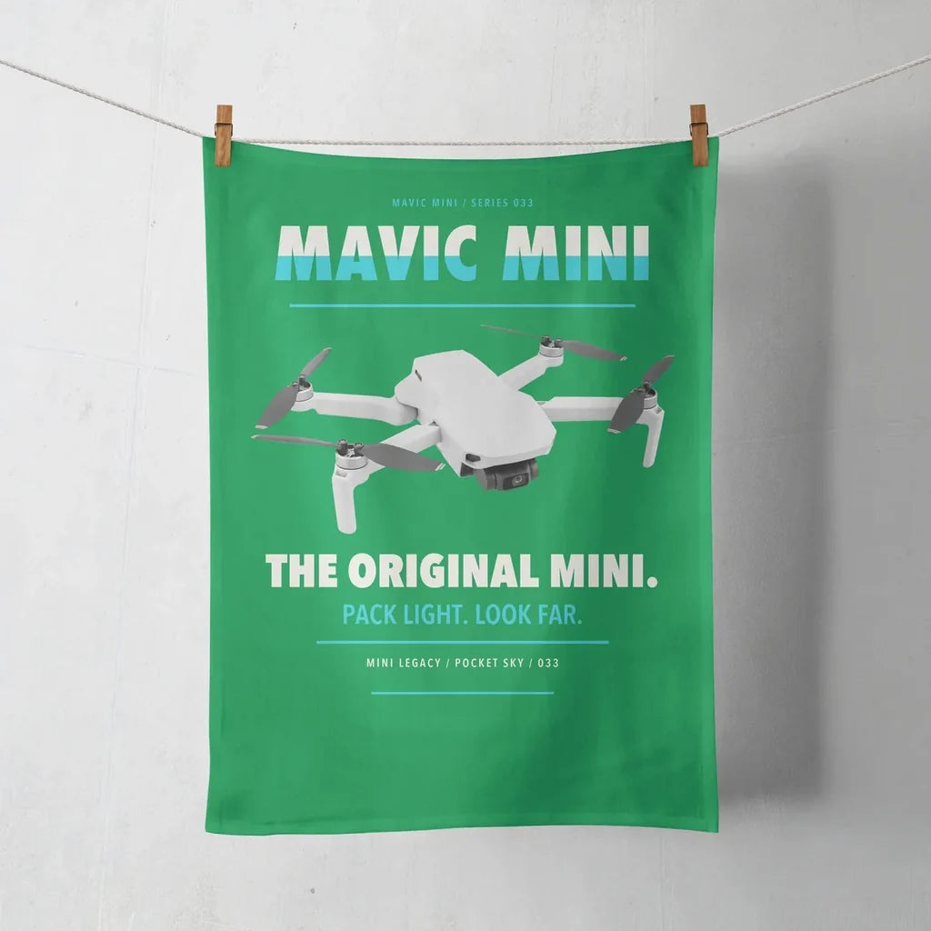 DJI Mavic Mini design on green towel