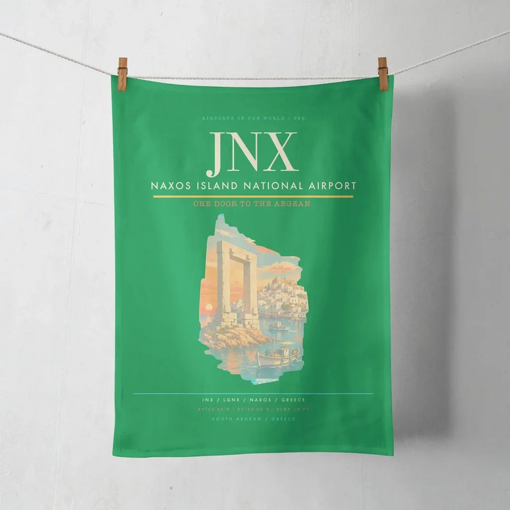 Naxos Island National Airport (JNX) design on green towel