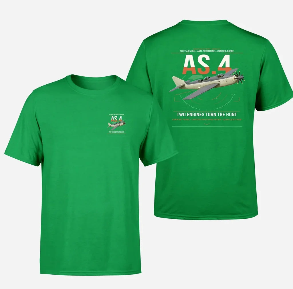 Fairey Gannet AS.4 design on green t-shirt, double-side print