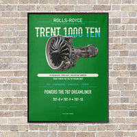 Thumbnail for TRENT 1000 TEN vertical canvas print - framed - green background