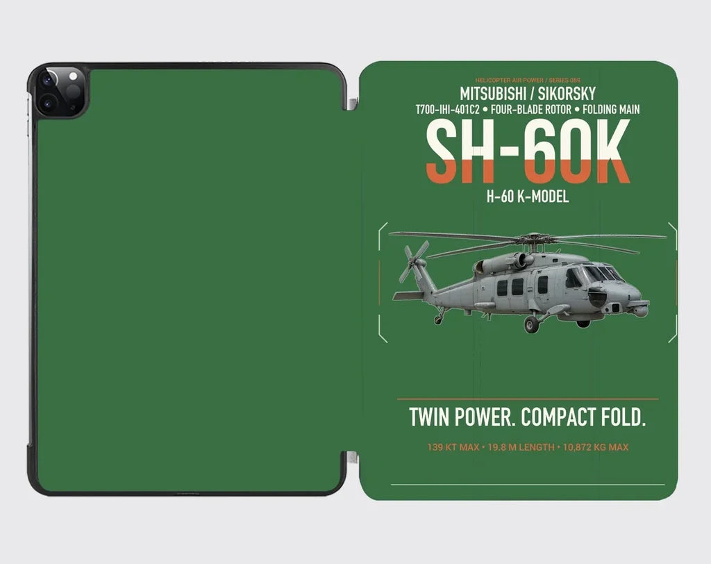 Mitsubishi Sikorsky SH-60K design on green ipad tablet case