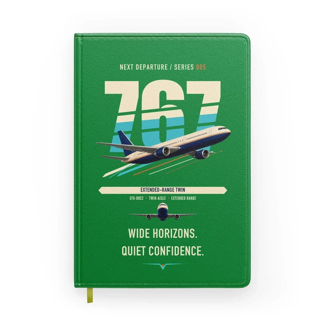 Boeing 767-300ER design on green notebook
