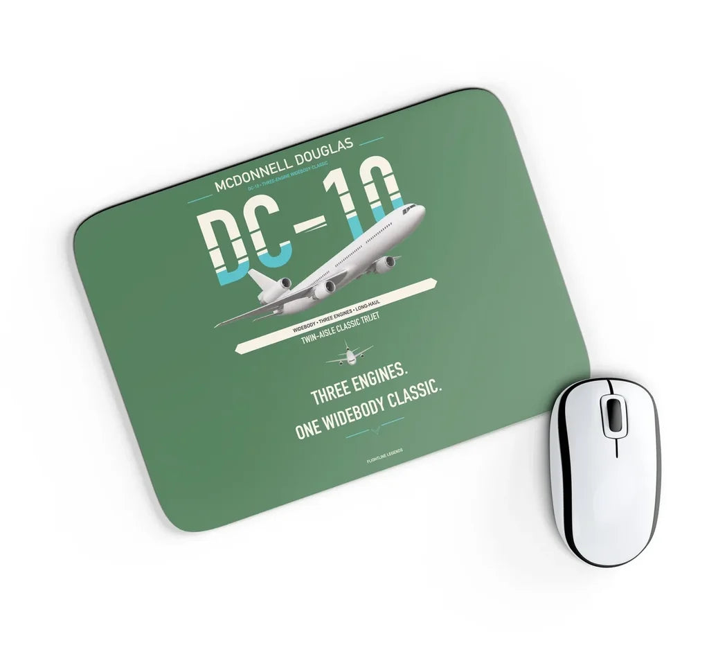 McDonnell Douglas DC-10 design on green rectangle mouse pad