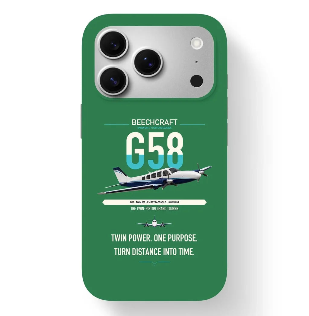 Beechcraft Baron G58 design on green magsafe iphone case, for iPhone 17 Pro