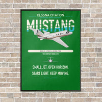 Thumbnail for Cessna Citation Mustang vertical canvas print - framed - green background