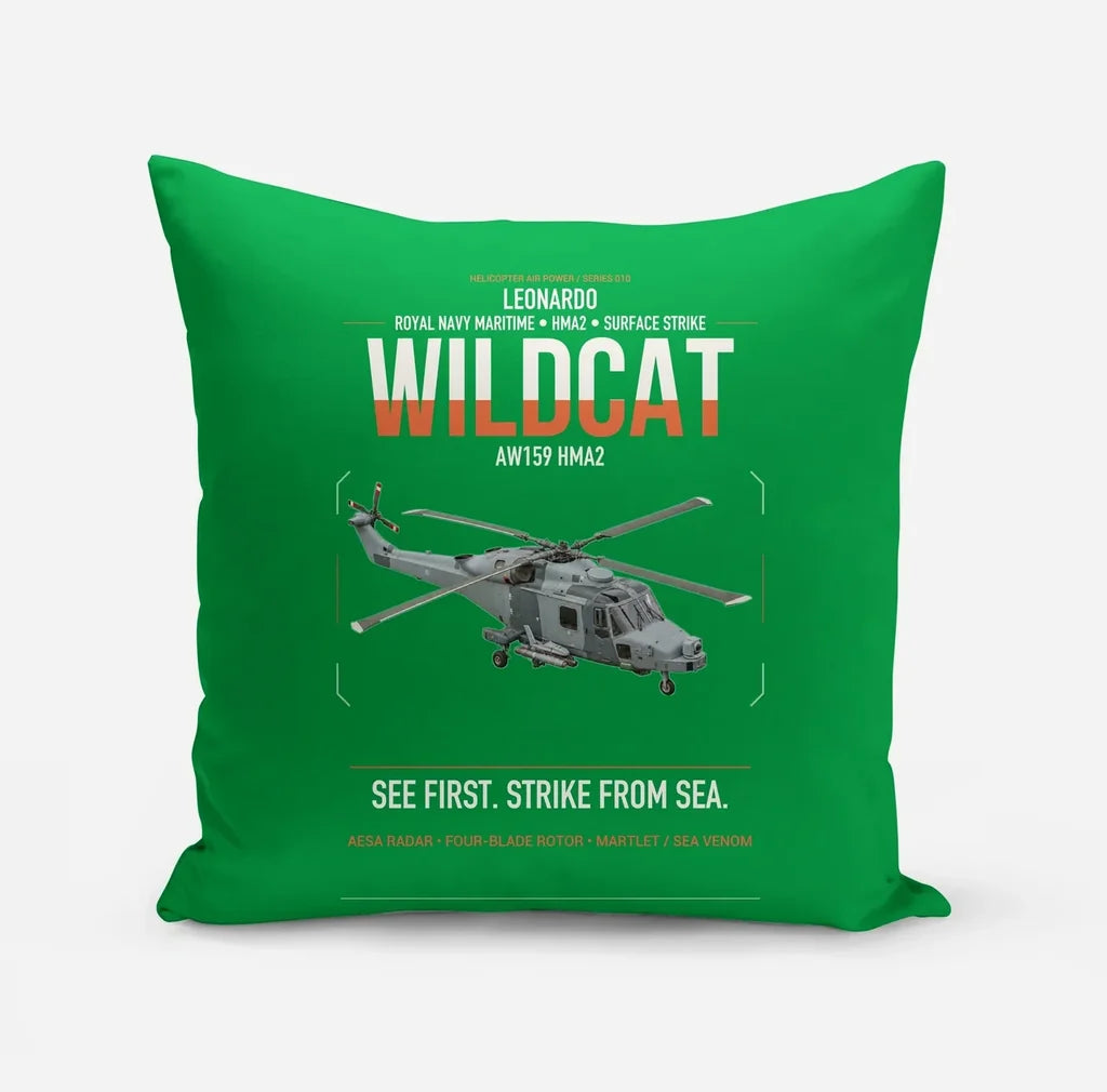 Leonardo AW159 Wildcat HMA2 design on green pillow