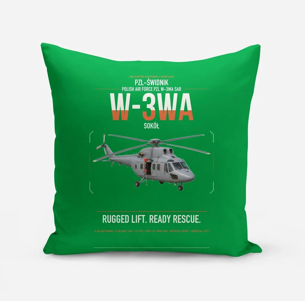 PZL-Świdnik W-3WA Sokół design on green pillow