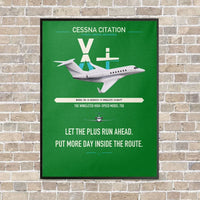 Thumbnail for Cessna Citation X+ vertical canvas print - framed - green background