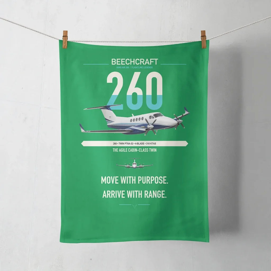 Beechcraft King Air 260 design on green towel