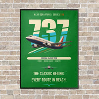 Thumbnail for Boeing 737-300 Classic vertical canvas print - framed - green background