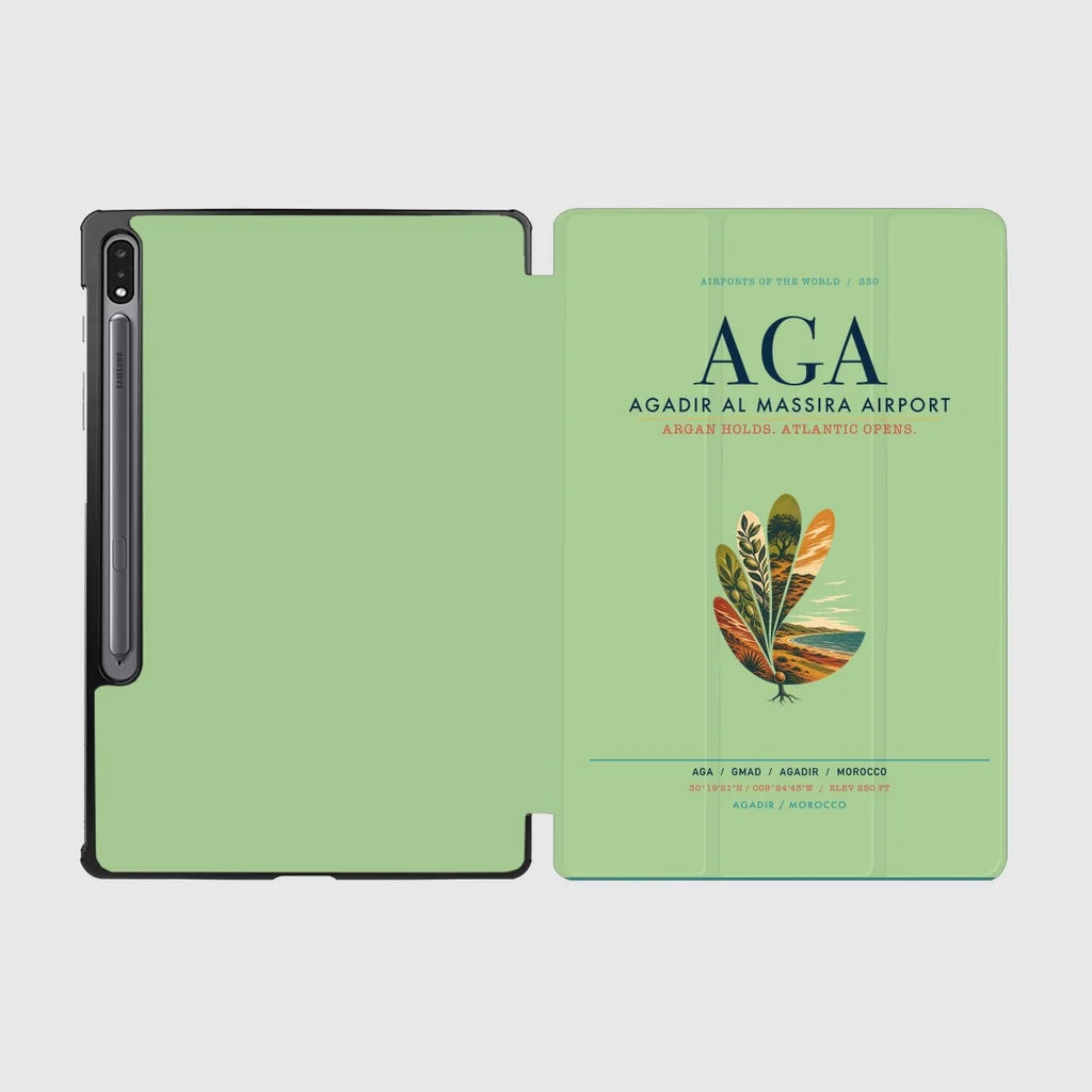 Agadir Al Massira Airport (AGA) design on light green samsung tablet tablet case