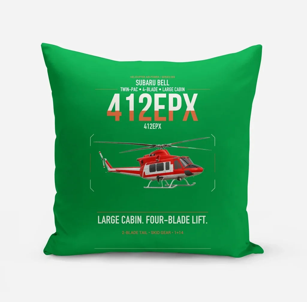 SUBARU Bell 412EPX design on green pillow