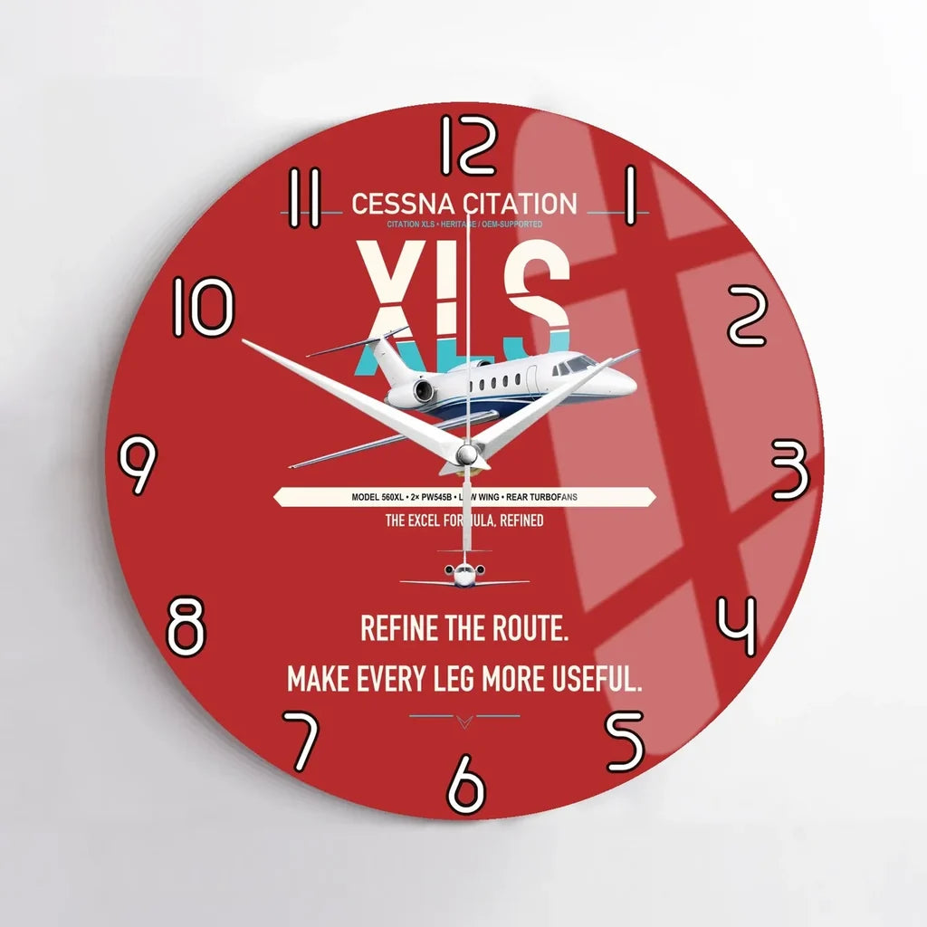 Cessna Citation XLS design on red no frame wall clock