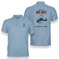 Thumbnail for MD Helicopters MD 902 Explorer design on light blue double-side polo t-shirt, double-side print