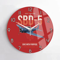 Thumbnail for SBD-5 Dauntless design on red no frame wall clock