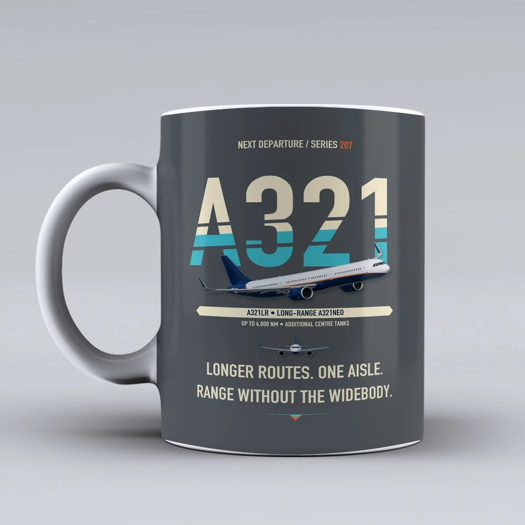 A321LR Mug design on gray airbus