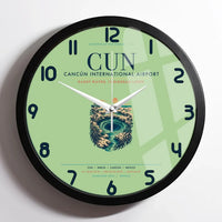 Thumbnail for Cancún International Airport (CUN) design on light green framed wall clock