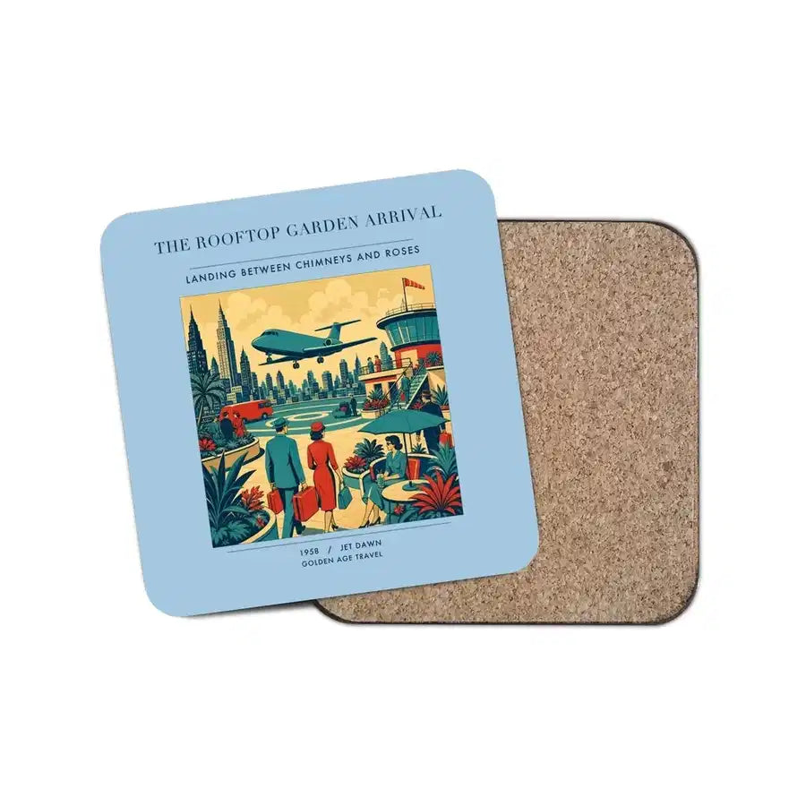 The Rooftop Garden Arrival - Designed Coasters design on light blue 1-piece
