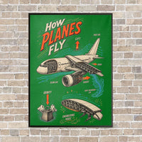 Thumbnail for How Planes Fly V2 vertical canvas print - framed - green background