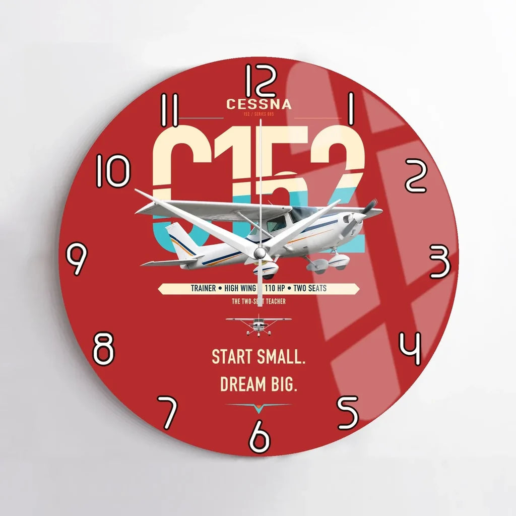 Cessna 152 design on red no frame wall clock