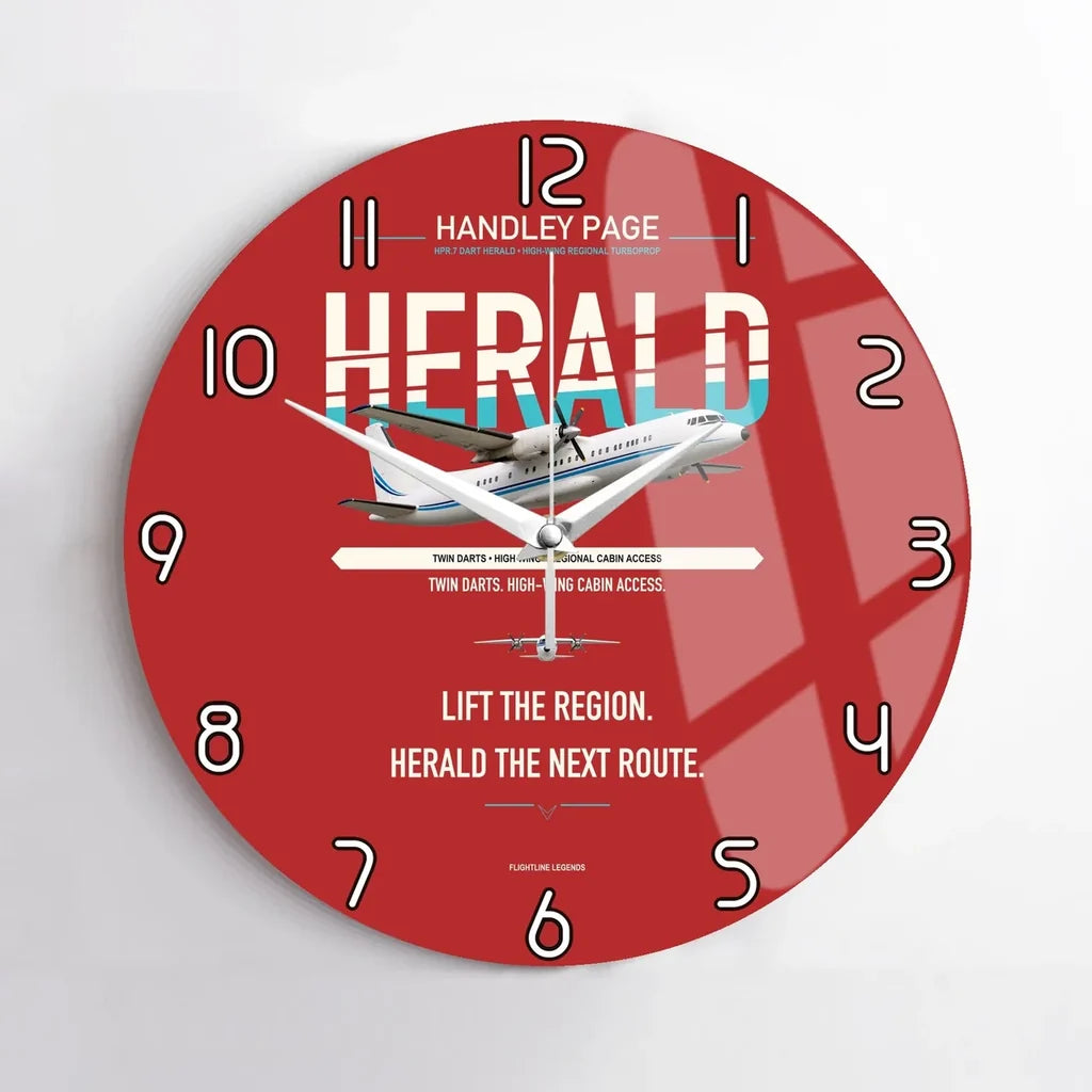 Handley Page HPR.7 Dart Herald design on red no frame wall clock