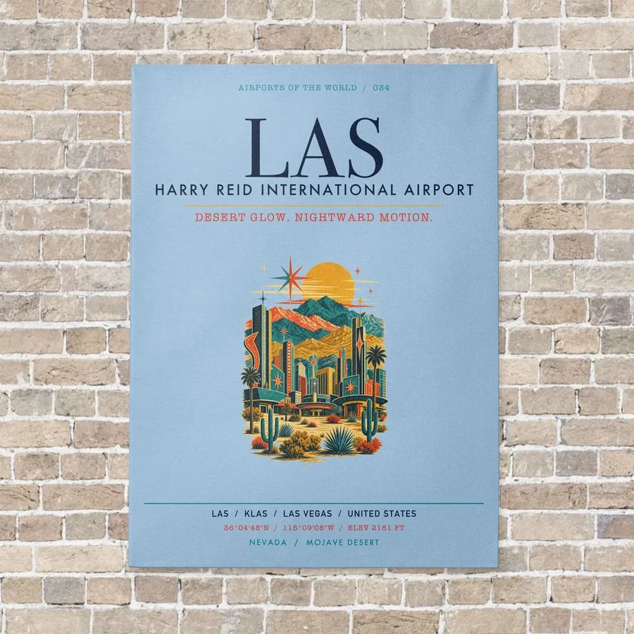 Harry Reid International Airport Las Vegas LAS vertical canvas print - no frame - light blue background