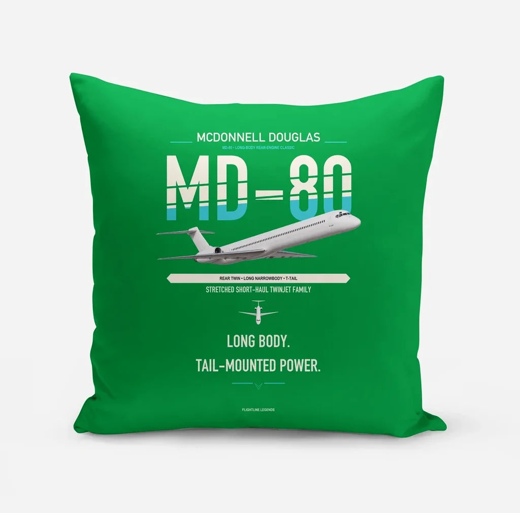McDonnell Douglas MD-80 design on green pillow
