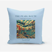 Thumbnail for VINTAGE G4072 - The Pearl Route - Designed Pillows design on lightblue