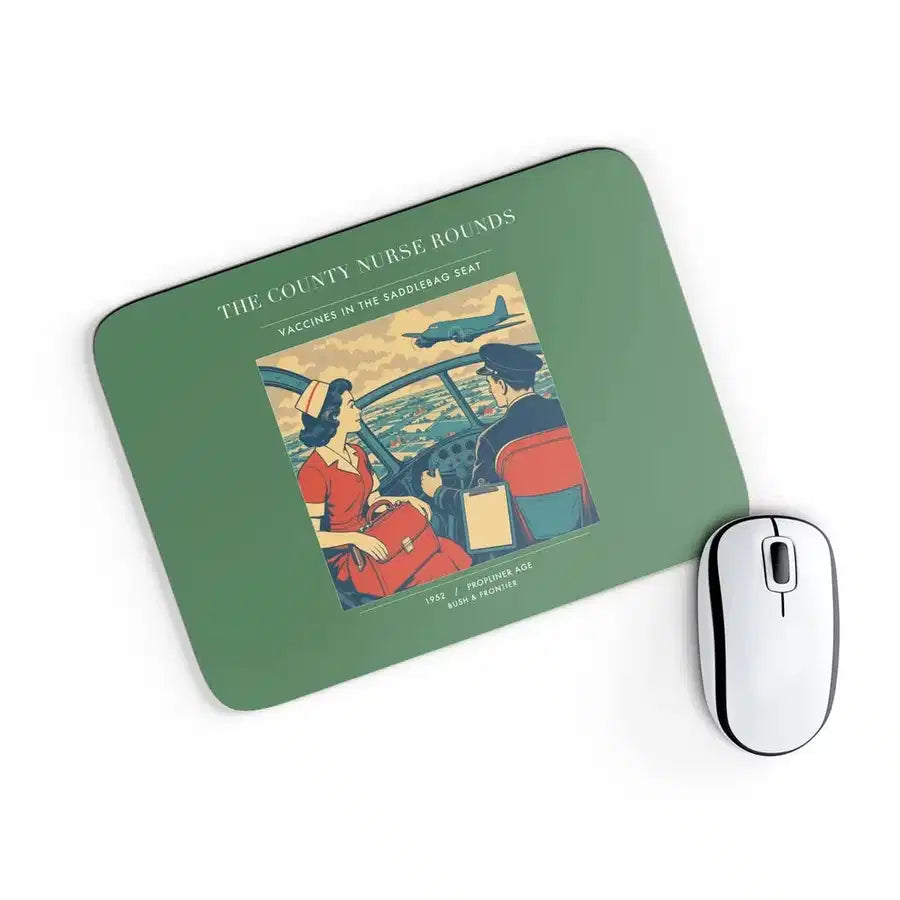 VINTAGE G4481 - The County Nurse Rounds - Designed Mouse Pads design on green rectangle