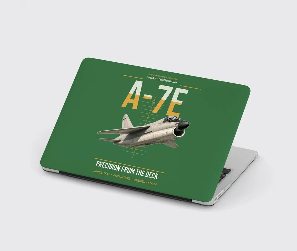 A-7E Corsair II design on green MacBook case