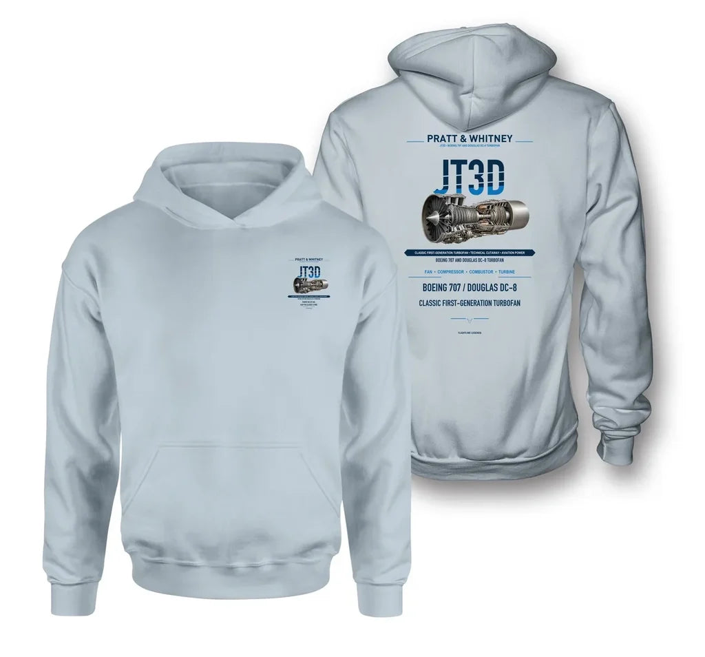 JT3D design on light blue hoodie