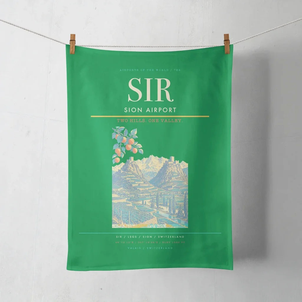 Sion Airport (SIR) design on green towel
