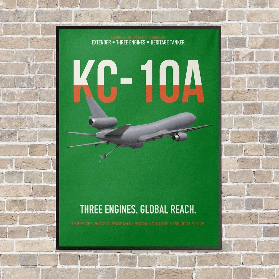 KC-10A EXTENDER vertical canvas print - framed - green background