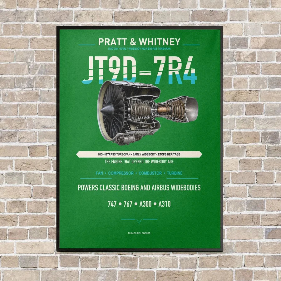 JT9D-7R4 vertical canvas print - framed - green background