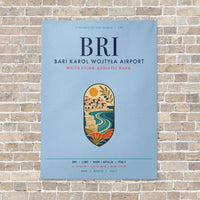 Thumbnail for Bari Karol Wojtyła Airport BRI vertical canvas print - no frame - light blue background