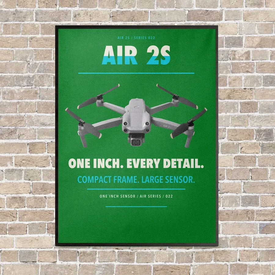 DJI Air 2S vertical canvas print - framed - green background