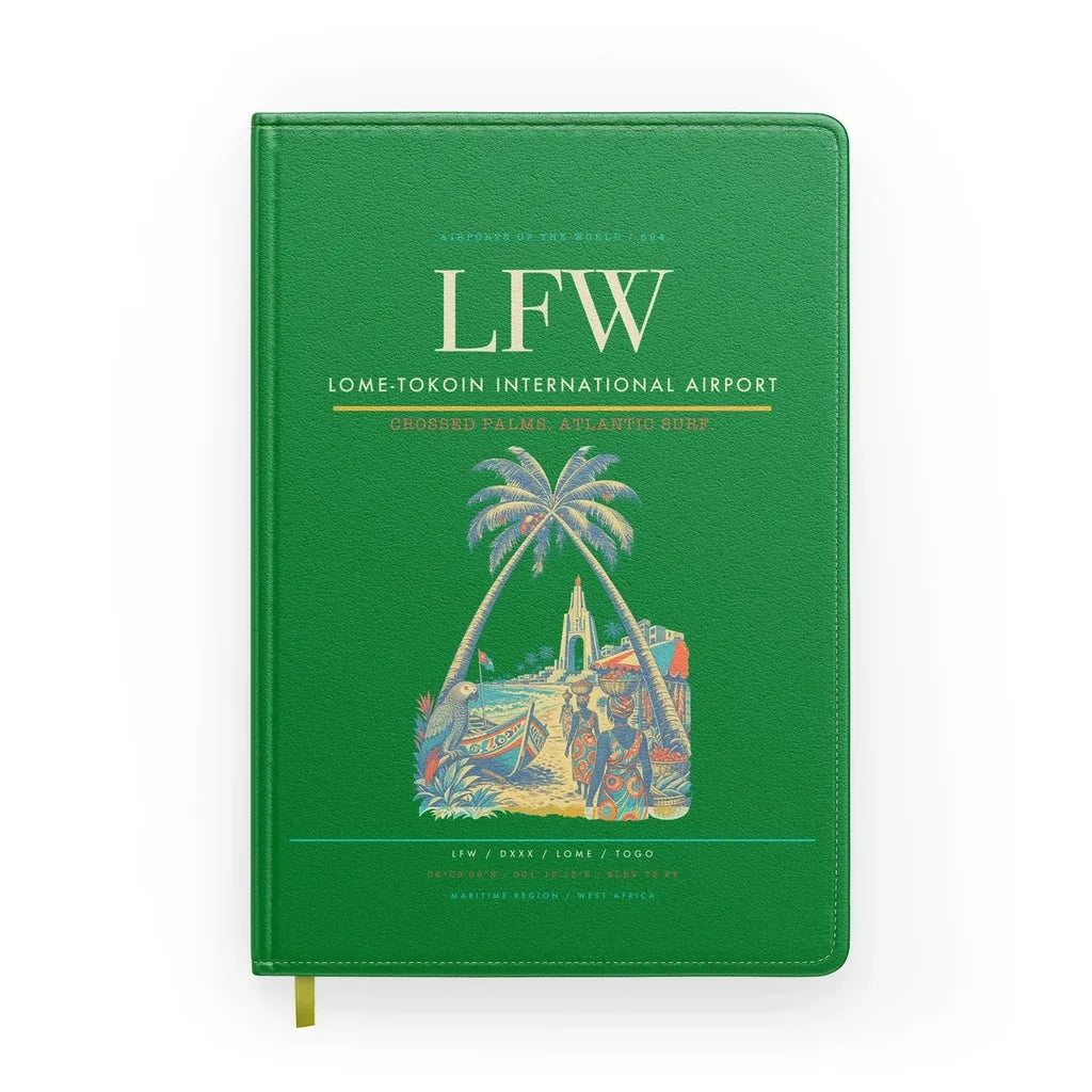 Lome-Tokoin International Airport (LFW) design on green notebook