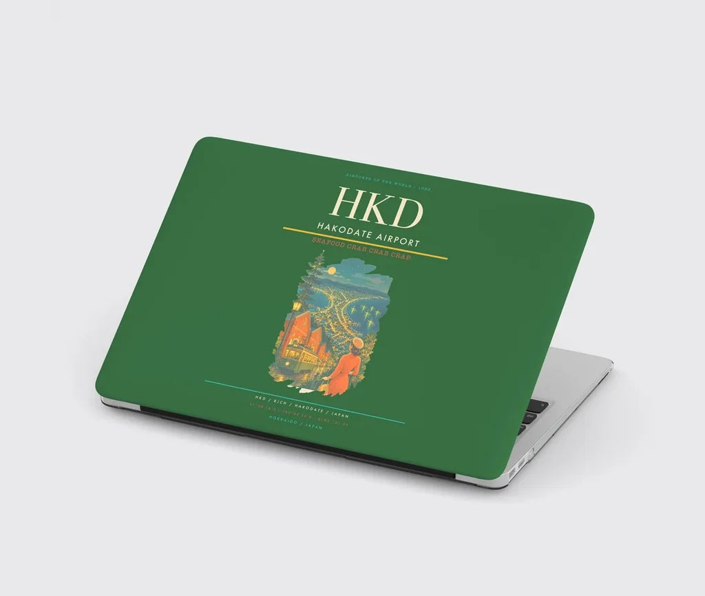 Hakodate Airport (HKD) design on green MacBook case