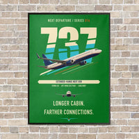 Thumbnail for Boeing 737-900ER vertical canvas print - framed - green background