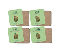 Thumbnail for Ashgabat International Airport (ASB) design on light green 4 pieces set coaster
