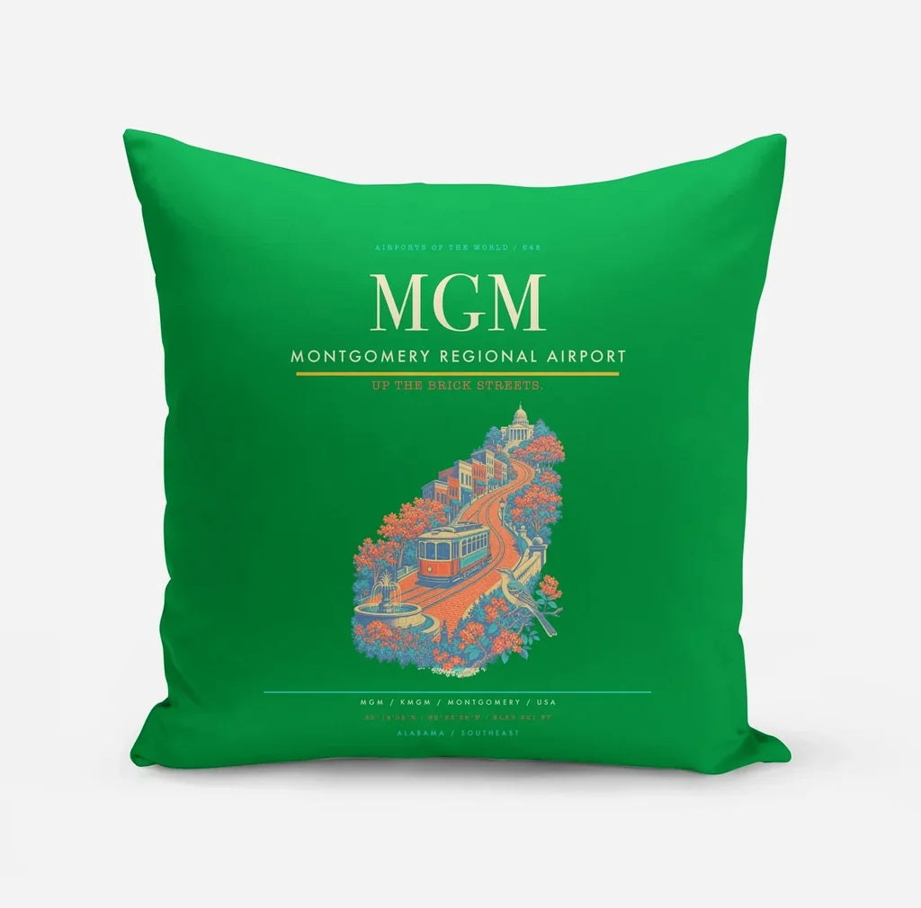 Montgomery Regional Airport (MGM) design on green pillow
